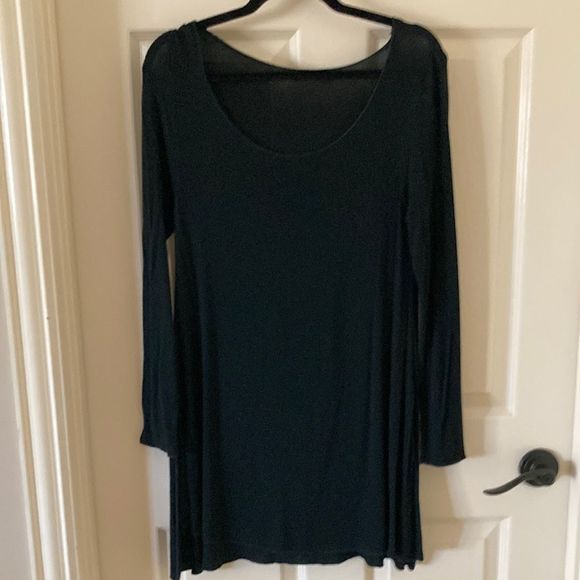 Brandy Melville Rare Old Style Black Long Sleeve Scoop Neck Dress O/S Ultra Soft - Picture 1 of 7